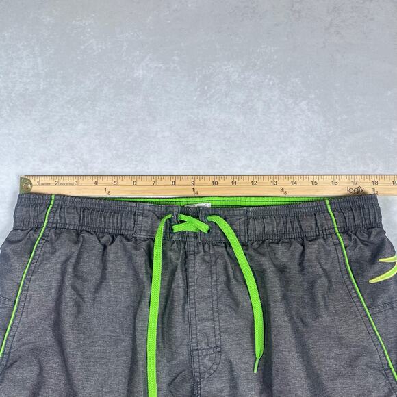 SPEEDO Mens Medium Gray Green Swim Trunks Shorts - Picture 5 of 10